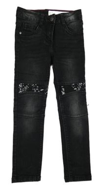 Čierne skinny rifle s flitrami lupilu