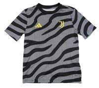 Černo-bílý pruhovaný vzorovaný funkční fotbalový dres Juventus Adidas