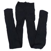 Černé žebrované silonky