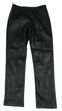 Černé koženkové kalhoty s logy RIVER ISLAND