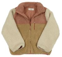 Béžovo-starorůžovo-smetanová huňatá podšitá bunda H&M