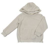 Biela huňatá mikina s vreckom a kapucňou H&M