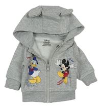 Sivá prepínaci mikina s Mickey mousem a Kačerem Donaldem s kapucňou Disney