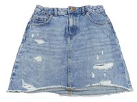 Modrá rifľová sukňa s vyšúchaním River Island