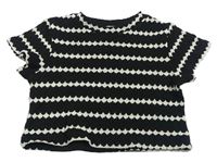 Čierno-biele vzorované pletené crop tričko River Island