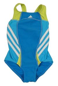 Modro-azurové jednodílné plavky s logem Adidas