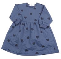 Tmavomodré teplákové šaty so srdiečkami H&M