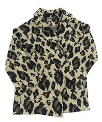 Béžovo-čierny teplákový cardigan s leopardím vzorom Next