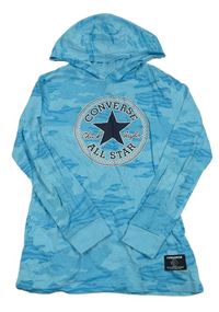 Modré army triko s logem a kapucí Converse