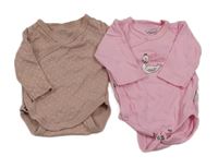 2x zavinovací body - růžové s labutí + starorůžové puntíkaté