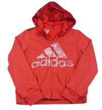 Malinovo-army propínací mikina s logem a kapucí Adidas