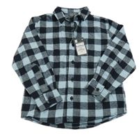 Nové - Světlemodro-černá kostkovaná flanelová košile Primark