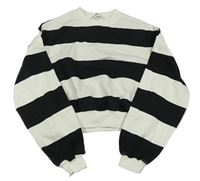 Bílo-černá pruhovaná crop mikina H&M