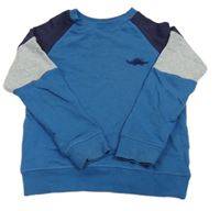 Modro-tmavomodro-sivá mikina s dinosaurom Mothercare