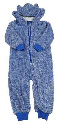 Modro-biela melírovaná chlpatá kombinéza s kapucňou zn. Next