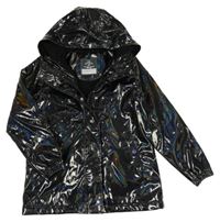 Černá třpytivá nepromokavá zateplená bunda s kapucí George