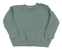 Zelenošedý kockovaný oversize sveter s vreckami Next