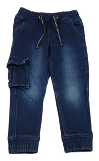 Tmavomodré teplákové cuff rifle s vreckom Lupilu