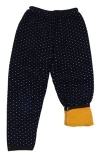 Tmavomodré puntíkaté zateplené legíny