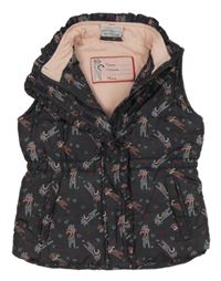 Antracitová šusťáková zateplená vesta s kočkami Topolino
