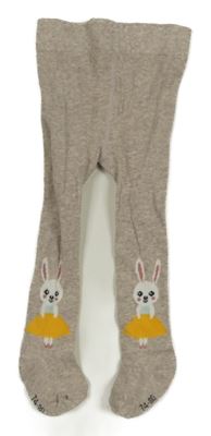 Béžové melírované punčocháče s králíky