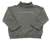 Tmavosivá úpletová mikina s nápisom a rolákom Zara