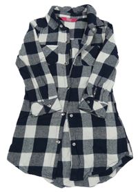 Tmavomodro-bílé kostkované propínací košilové šaty Yd.