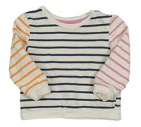 Bielo-tmavomodro-ružová pruhovaná mikina So Cute