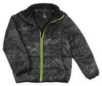 Černo-tmavošedá vzorovaná šusťáková zateplená bunda Gerry