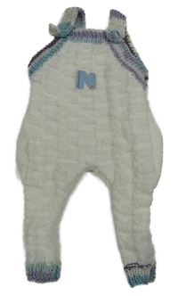 Bílé pletené laclové tepláky s písmenem