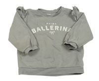 Sivá mikina s nápisom a volánikmi H&M