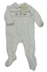 Nové - Bílý sametový overal se slony a límečkem M&S