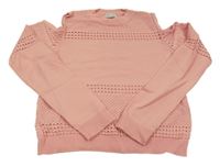 Ružový ľahký sveter s perforovaným vzorom River Island