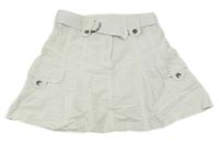 Biela plátenná cargo sukňa s opaskom