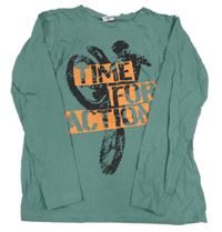 Tmavozelené tričko s motorkářem Chapter Young