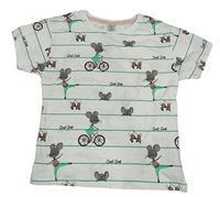 Bielo-zelené pruhované tričko s myškami Little Kids