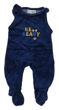 Tmavomodré sametové dupačky s nápisem Ergee