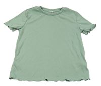 Zelené rebrované tričko Shein