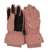 Růžové šusťákové zimní prstové rukavice s hviezdami H&M