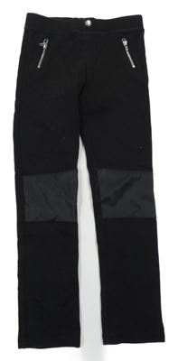 Černé tregíny s koženkou H&M
