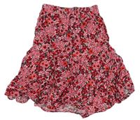 Ružovo-červená kvetovaná ľahká sukňa F&F