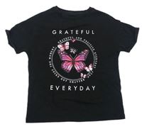 Čierne tričko s motýlom a nápisom M&S