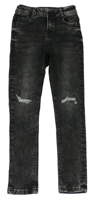 Antracitové melírované super skinny rifle s dírami Denim Co.