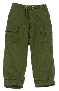 Khaki cuff cargo podšité kalhoty Kiki&Koko