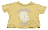 Žluté crop tričko s květem Primark