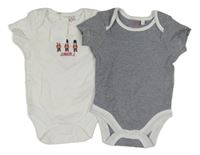 Nové - 2x body - bílé s vojáčky + tmavomodré pruhované Jasper Conran