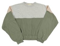 Šedo-khaki crop mikina H&M
