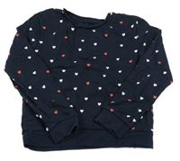 Tmavomodrá vzorovaná mikina se srdíčky kiabi