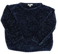 Tmavomodrý žinylkový svetr 