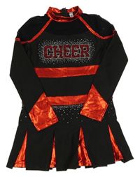 Nové - černo-červené šaty s nápisem z kamínků a všitým body 